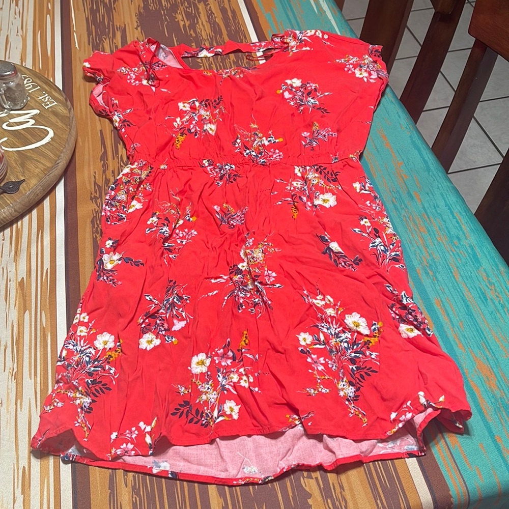 Pink Republic Dress Size Large. Red with flowers